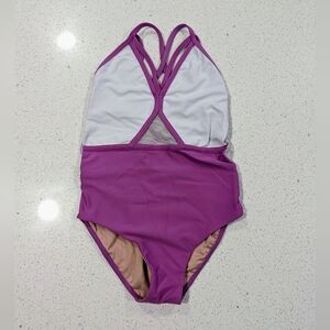 5dancewear Five 5 Gymnastics Dance Leotard YXL Extra Large STRAPPY Mesh PURPLE